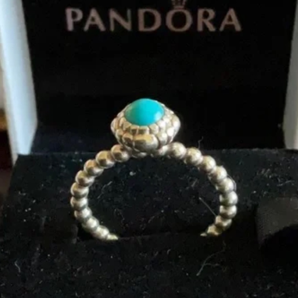 Pandora Silver Ring with Turquoise Stone